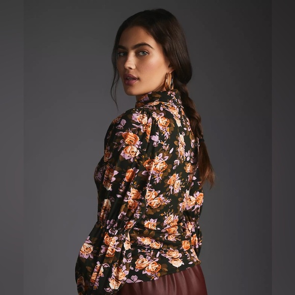 By Anthropologie Tiered-Sleeve Turtleneck Ruffled Long Sleeve Blouse - Picture 7 of 9